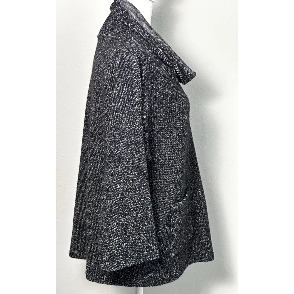 Eileen Fisher Black Speckled Tunic 2 Pockets ‎ Longsleeve Tunic Top SP